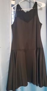 Black sweetheart neckline skater dress